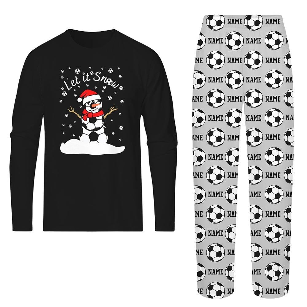 Let It Snow Soccer Sport Christmas Pajamas With Name 2